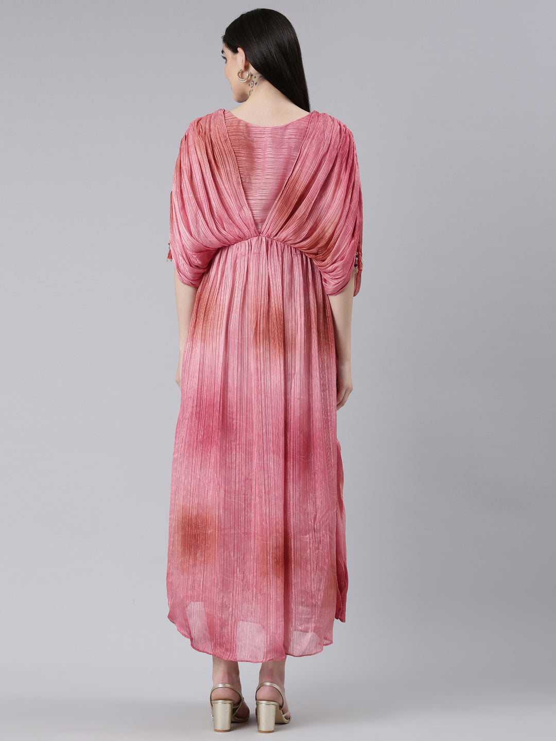 Neeru's Pink Straight Casual Printed Dress