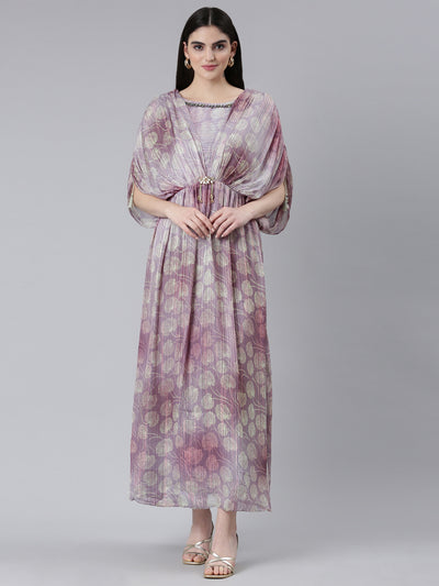 Neerus Green Straight Casual Printed Gown