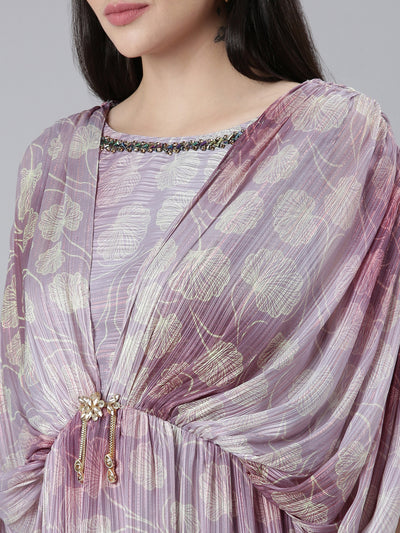 Neerus Green Straight Casual Printed Gown