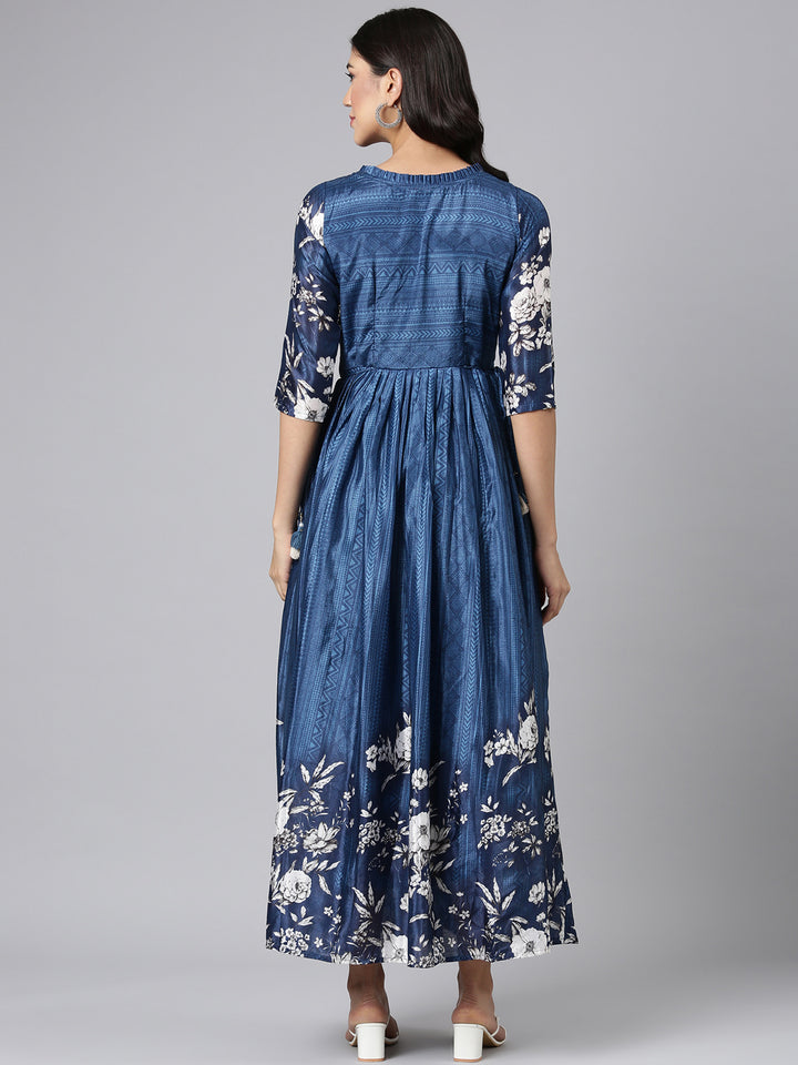 Neerus Peacock Casual Floral Maxi Dresses