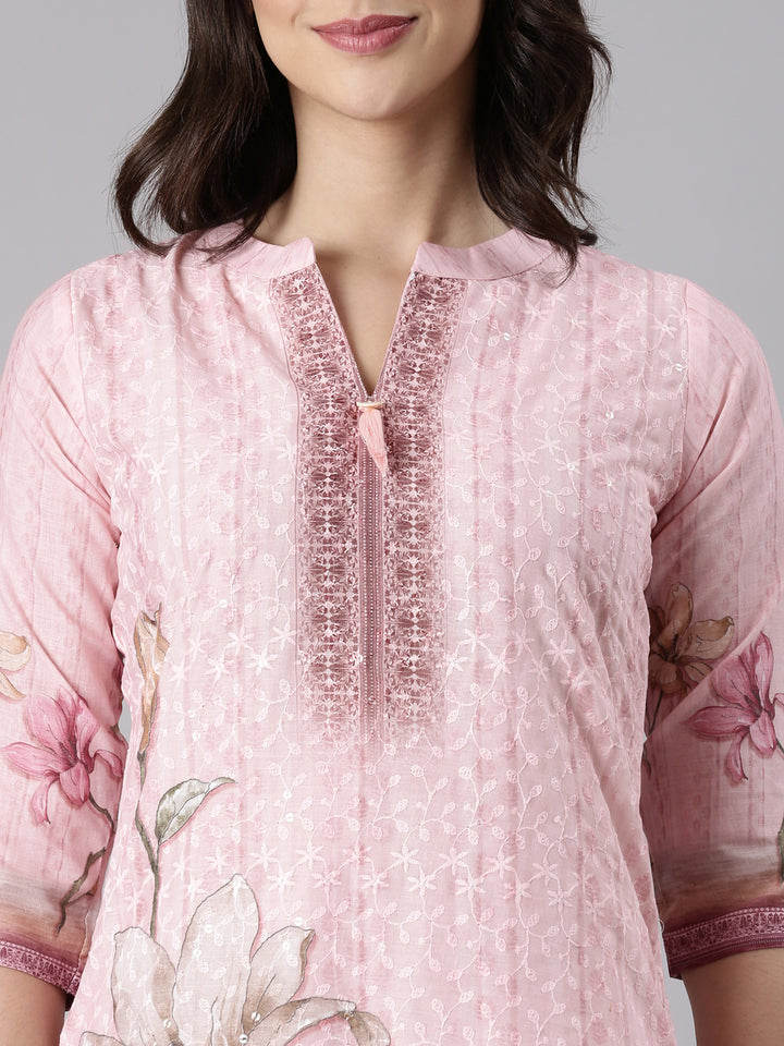 Peach Slub Cotton Hakoba Work Three Piece Set