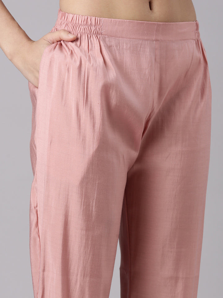 Peach Slub Cotton Hakoba Work Three Piece Set