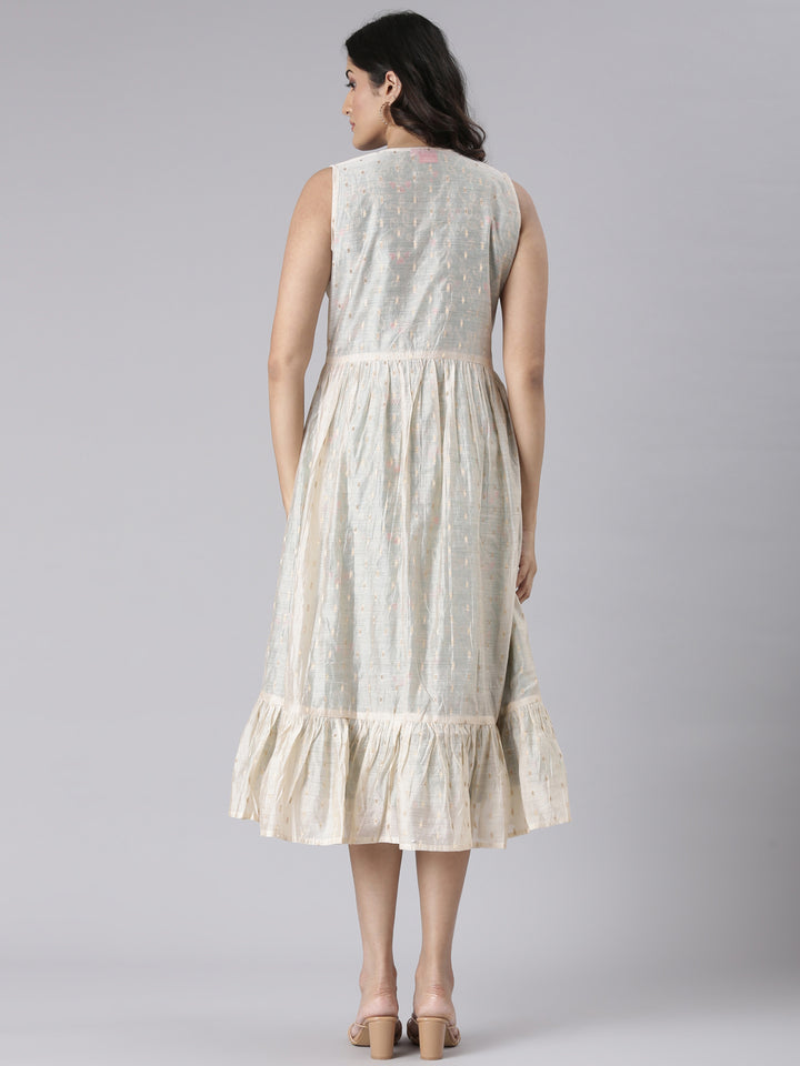 Neerus Beige Casual Floral Maxi Dresses