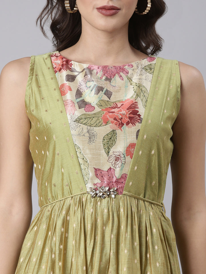 M Green Chanderi One Piece Long Gown