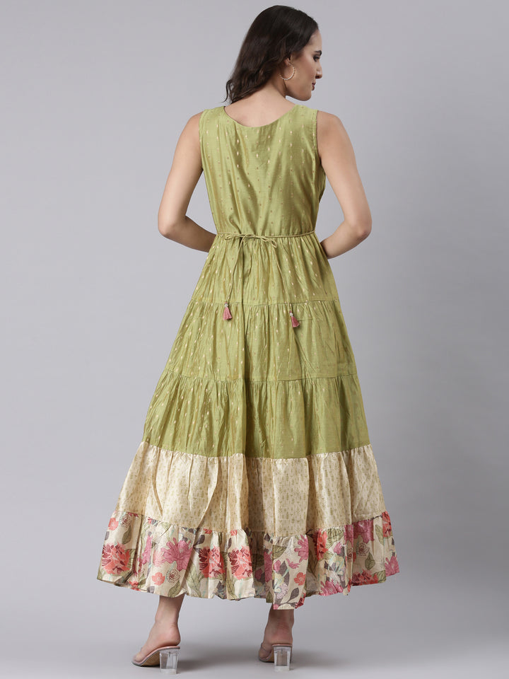 M Green Chanderi One Piece Long Gown