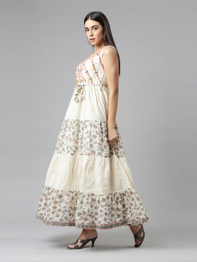 NEERU'S CREAM COLOR COTTON FABRIC DRESS