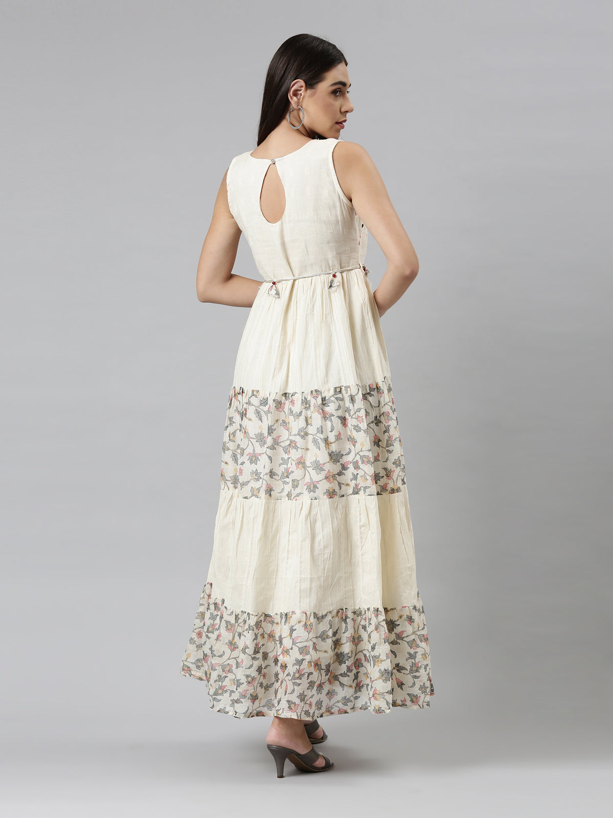 NEERU'S CREAM COLOR COTTON FABRIC DRESS
