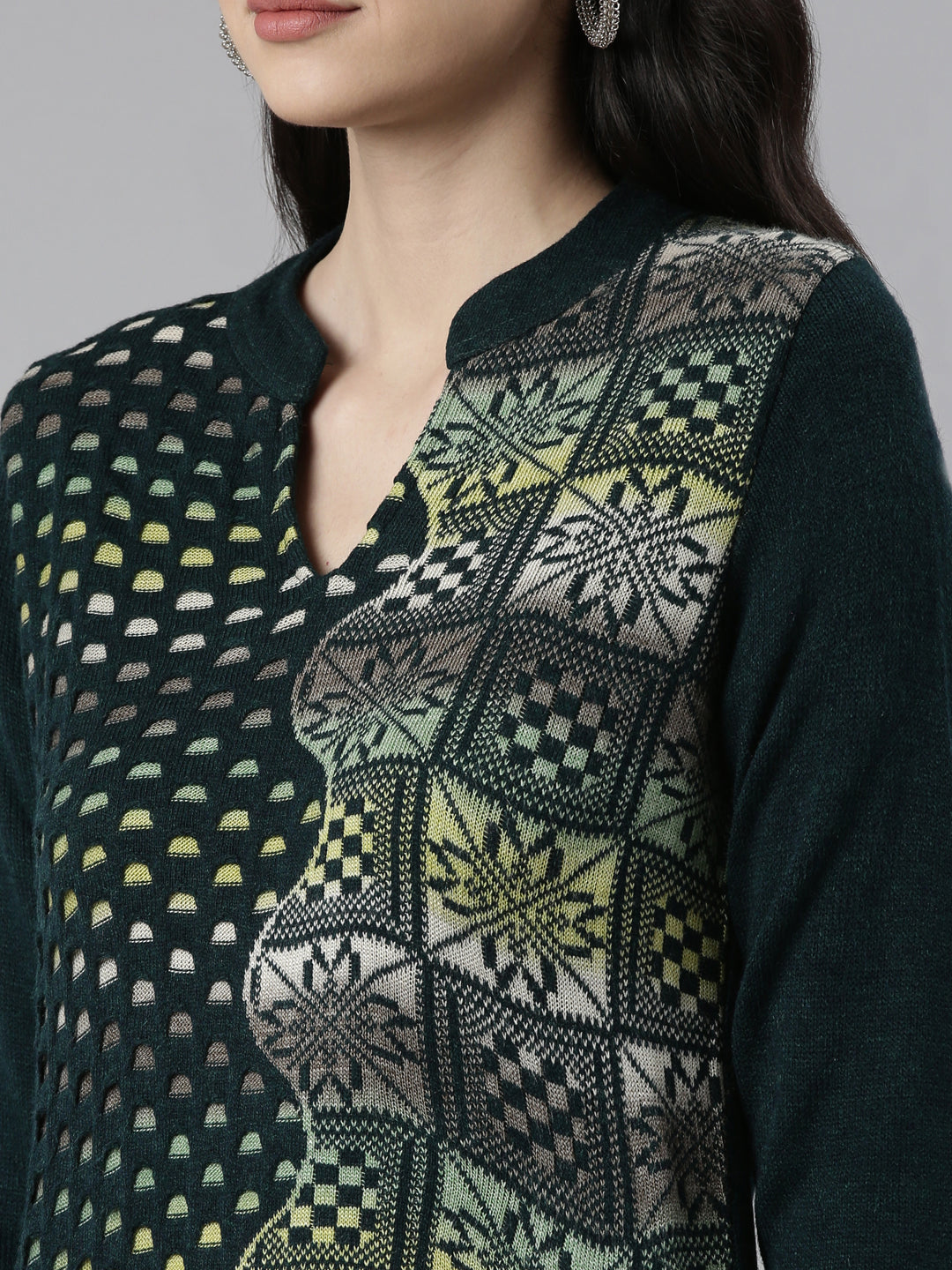 Neerus Multi rayon printed straight kurti - detail view 1