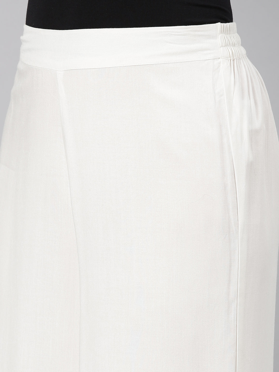 Neerus White rayon solid palazzo bottom - detail view 2
