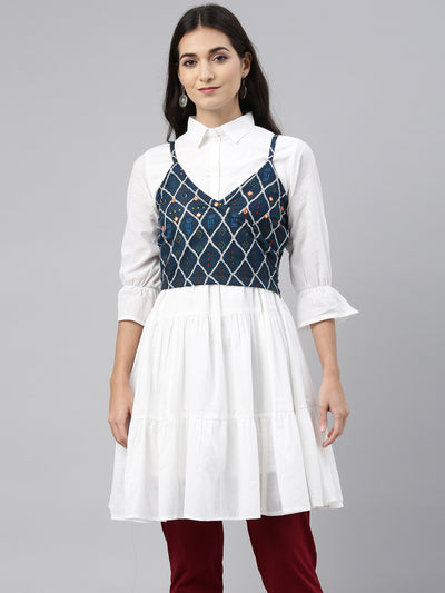 Neerus Women White Shirt Style Top