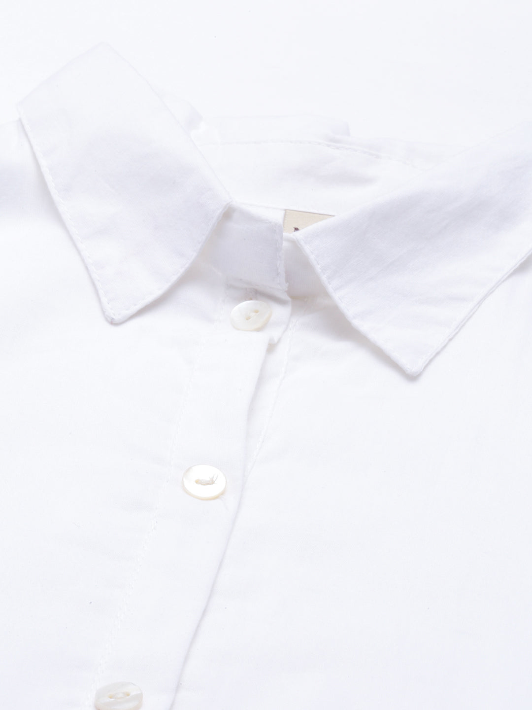 Neerus White cotton shirt style kurti - detail view 5