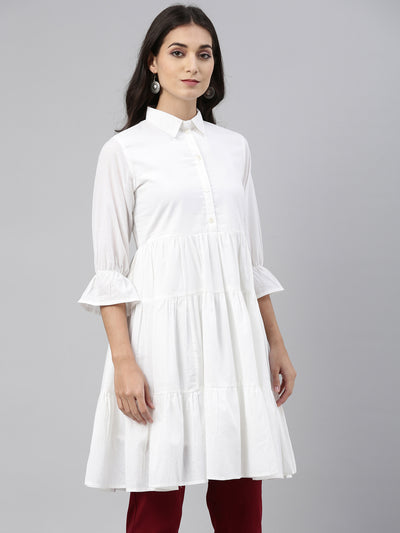 Neerus Women White Shirt Style Top