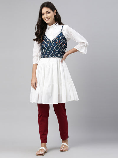 Neerus Women White Shirt Style Top