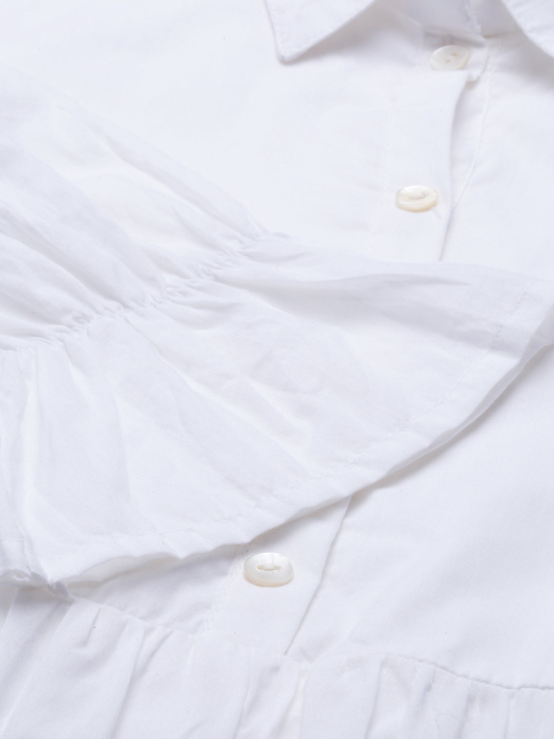 Neerus White cotton shirt style kurti - detail view 6