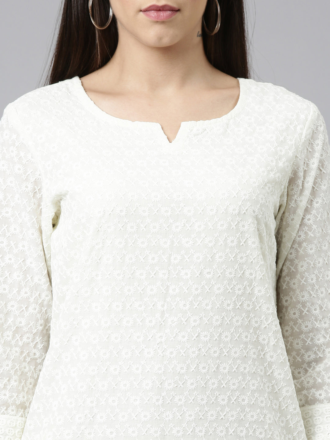 Neerus Lemon Color Chiken Fabric Kurta