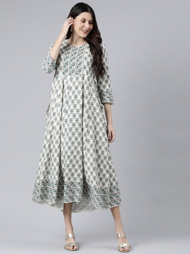 Neerus Peacock Color Rayon Fabric Kurta