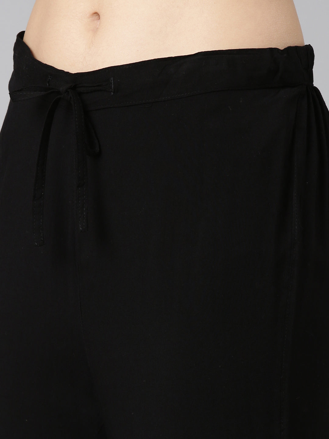 Neerus Black Regular Straight Solid Readymade Suits