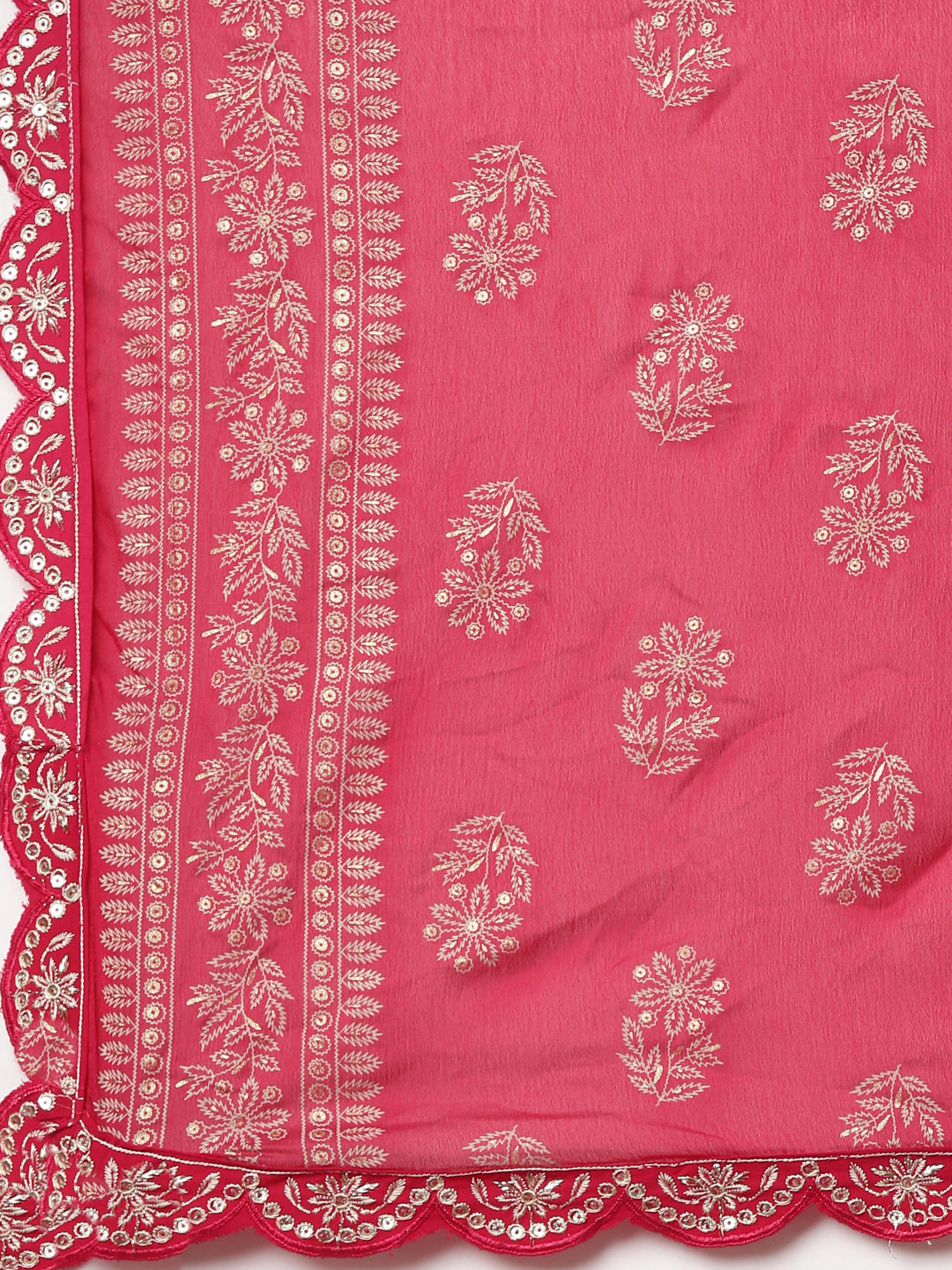 Neerus Pink Regular Straight Solid Kurta And Trousers With Dupatta