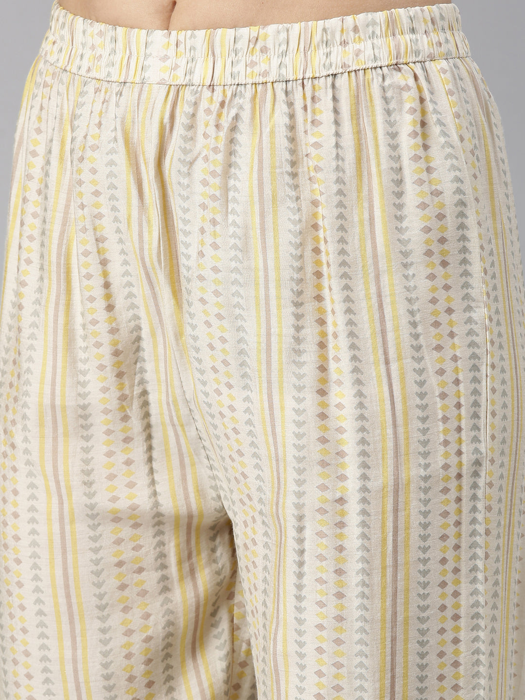 Neerus Women Yellow Ethnic Motifs Embroidered Mirror Work Kurta with Trousers