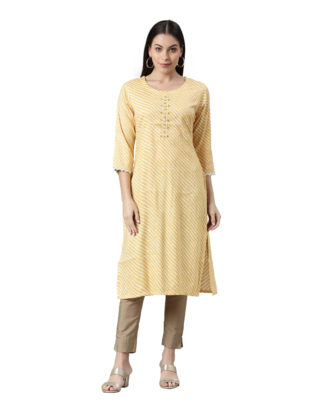 Neerus Women Yellow Ethnic Motifs Kurta