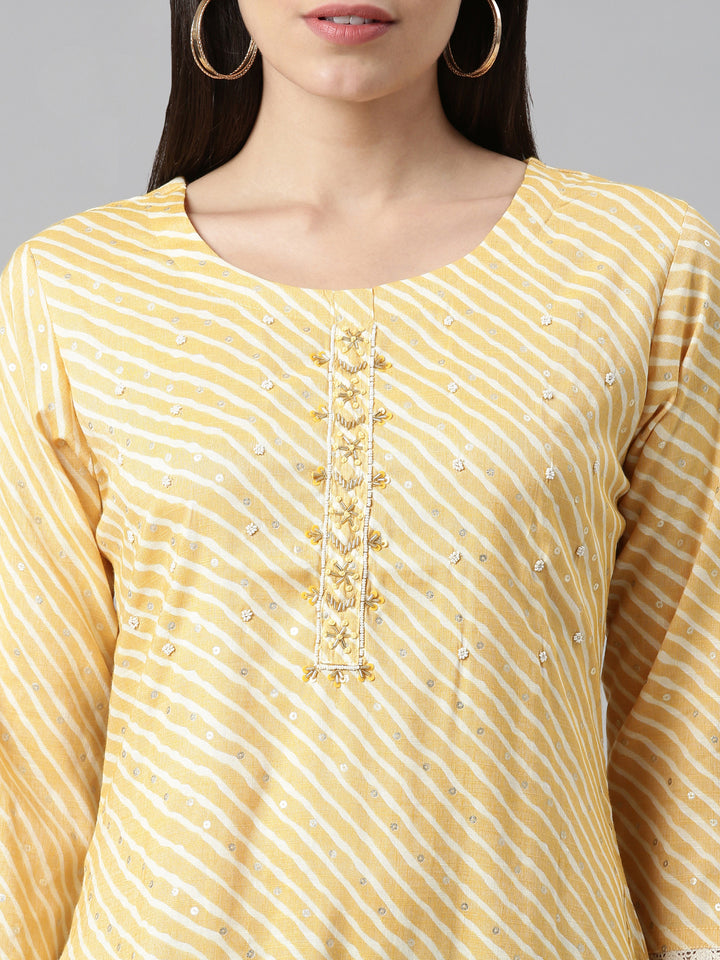 Neerus Women Yellow Ethnic Motifs Kurta