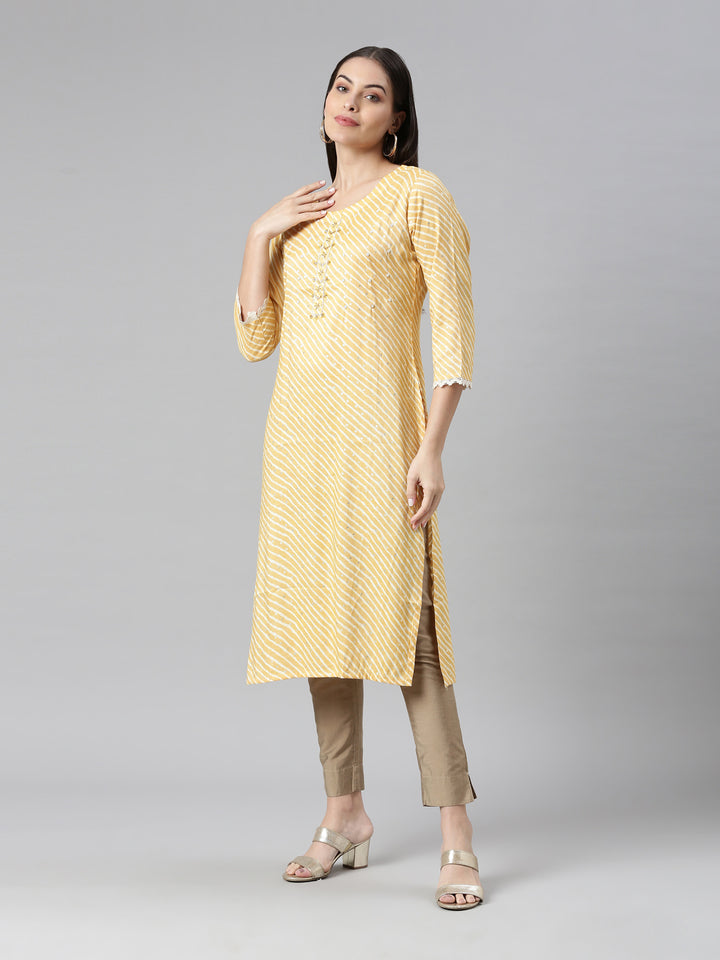 Neerus Women Yellow Ethnic Motifs Kurta