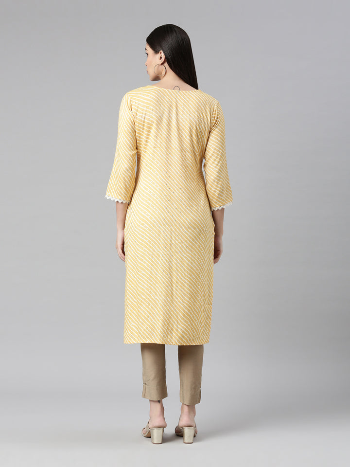 Neerus Women Yellow Ethnic Motifs Kurta