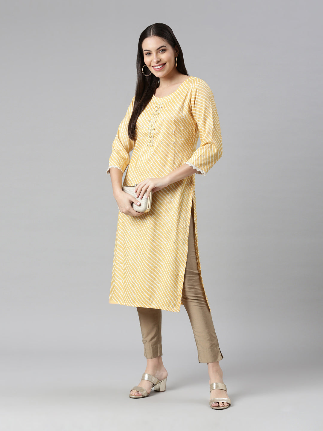 Neerus Women Yellow Ethnic Motifs Kurta