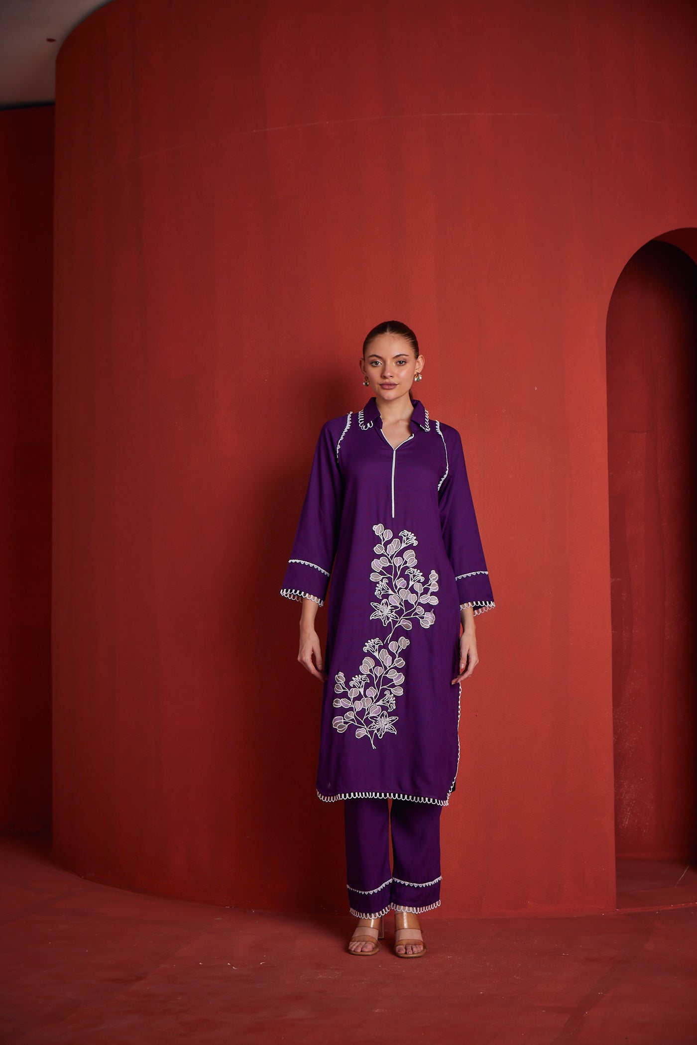 NEERU'S WOMENS PURPLE COLOUR KURTA SET