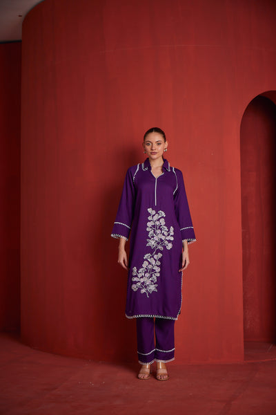 NEERU'S WOMENS PURPLE COLOUR KURTA SET