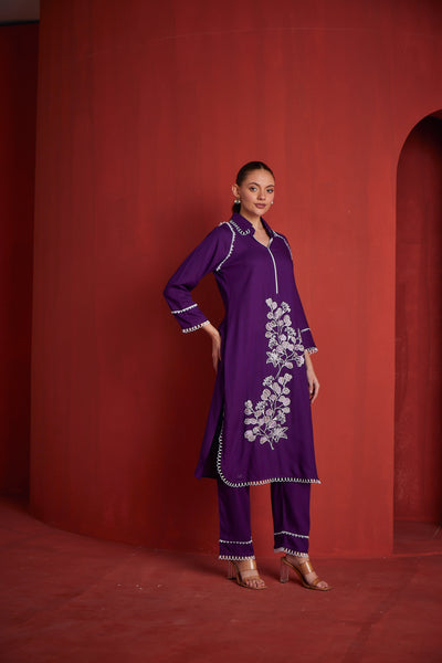NEERU'S WOMENS PURPLE COLOUR KURTA SET