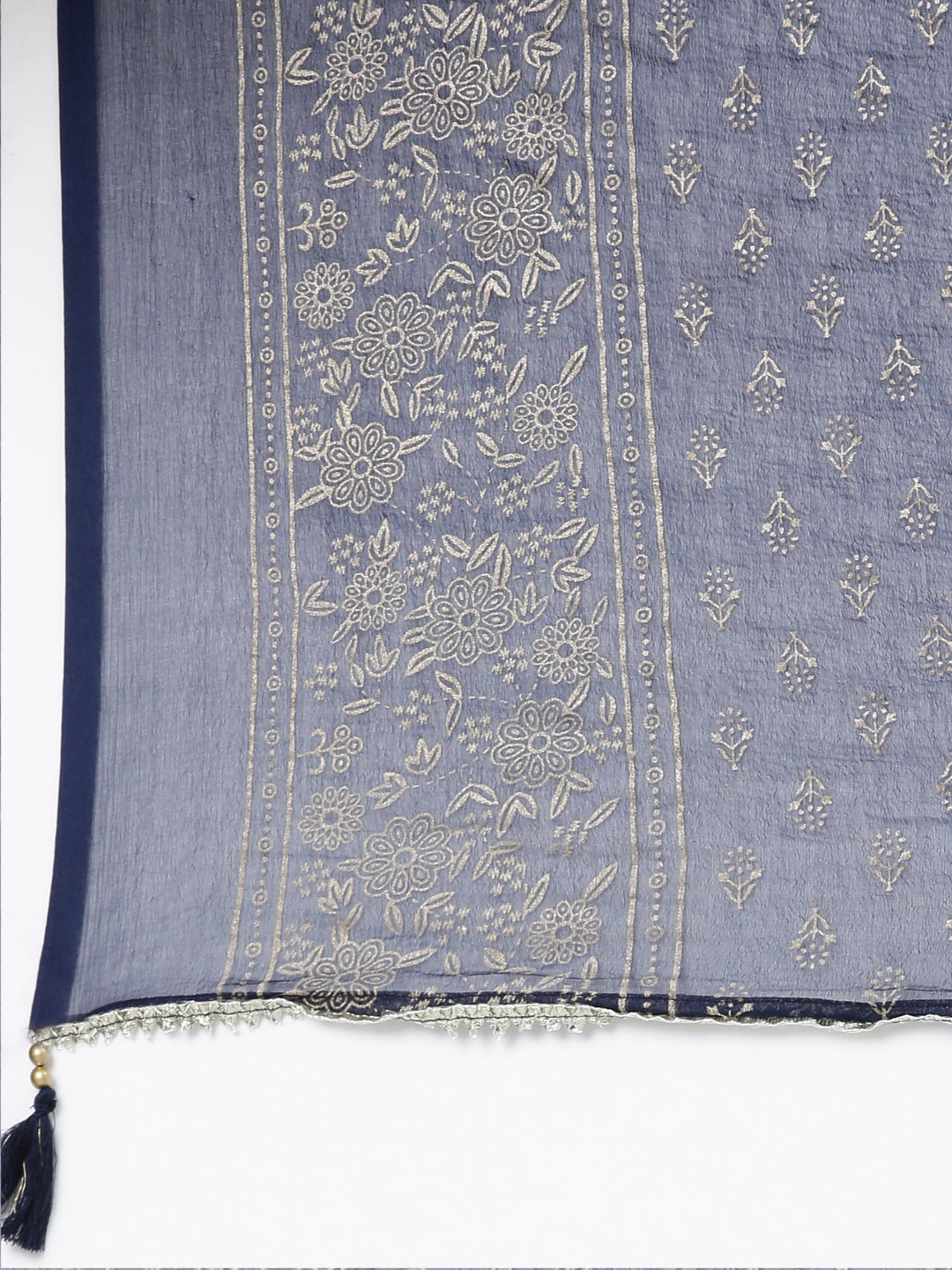 Neerus Blue Rayon Printed Suit Set - detail view 4