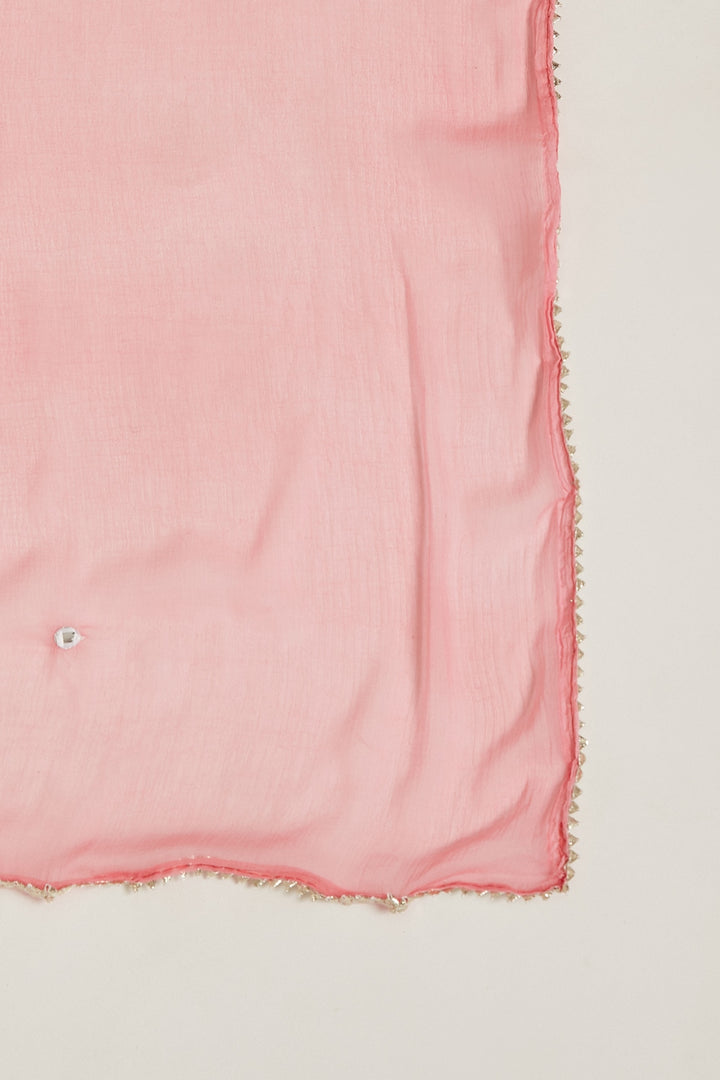 Neerus Pink cotton mirror work suit set - detail view 4