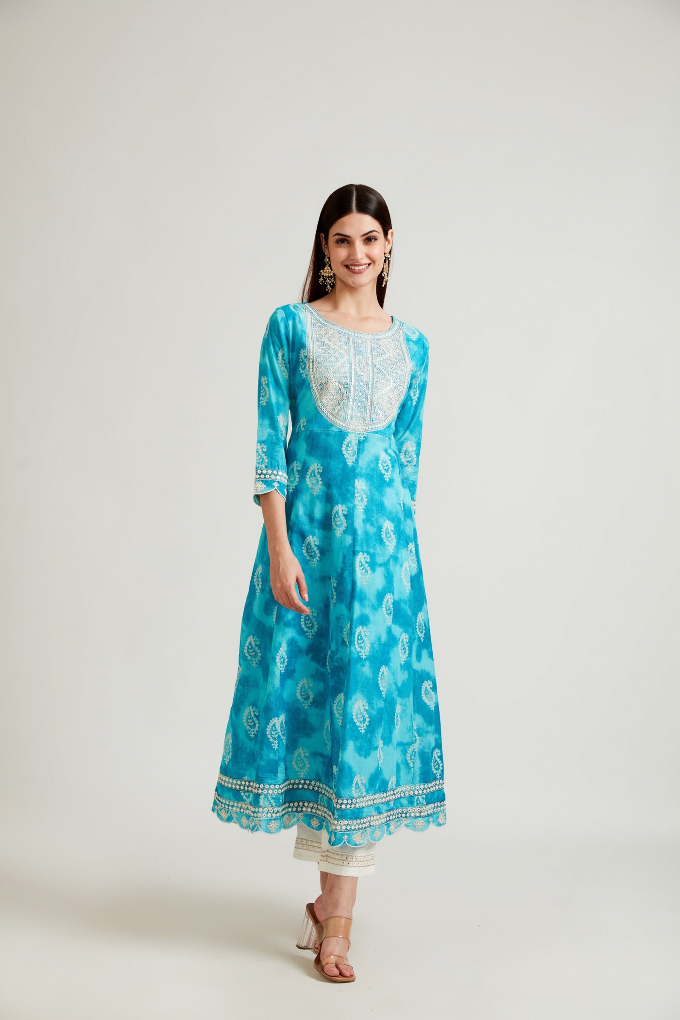 NEERU'S FEROZI COLOR COTTON FABRIC KURTA TROUSER WITH DUPATTA