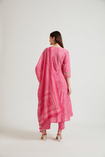 Neerus Women Magenta Sequinned Kurta with Churidar  With Dupatta