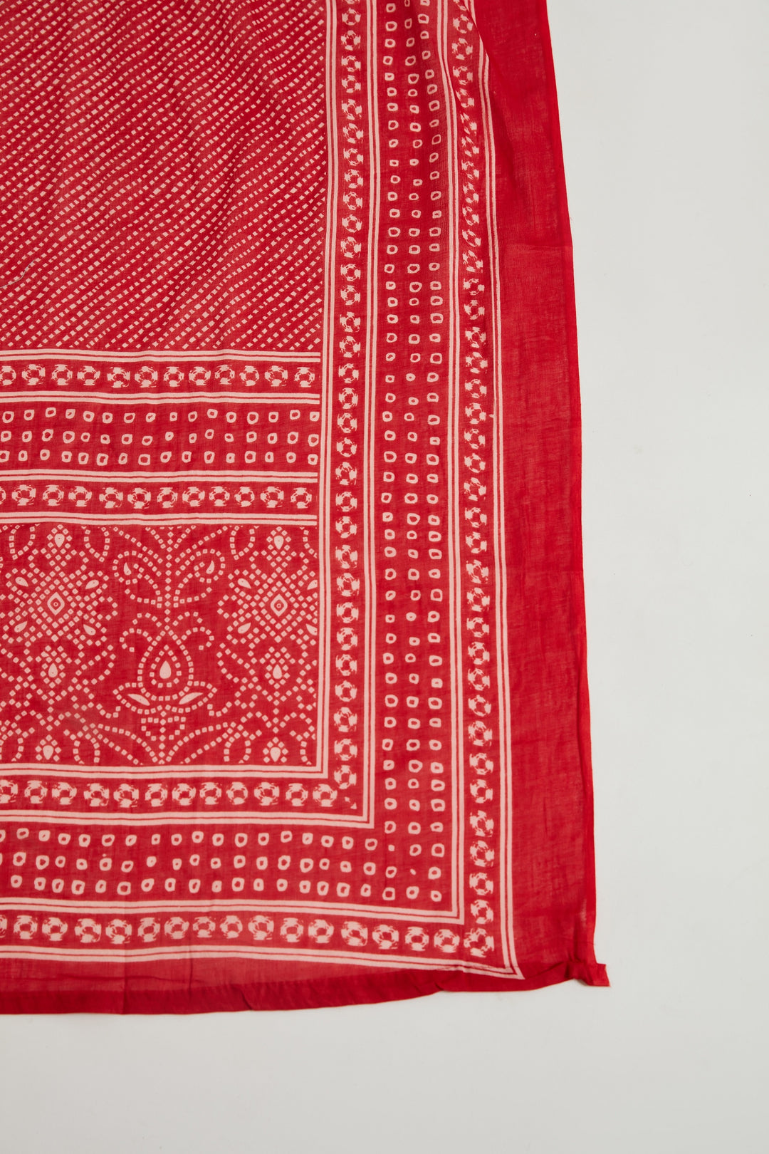 Neerus Red printed embellished panelled suit set with palazzo and dupatta - detail view 4