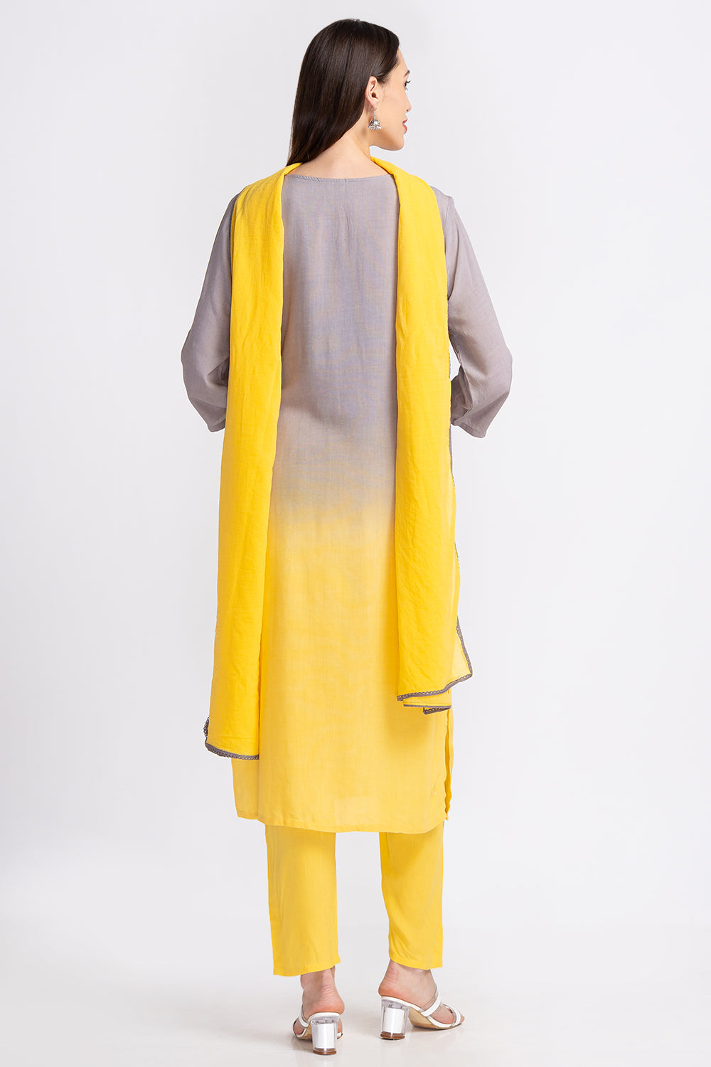 Neerus Ethnic mirror work panelled suit set - side view