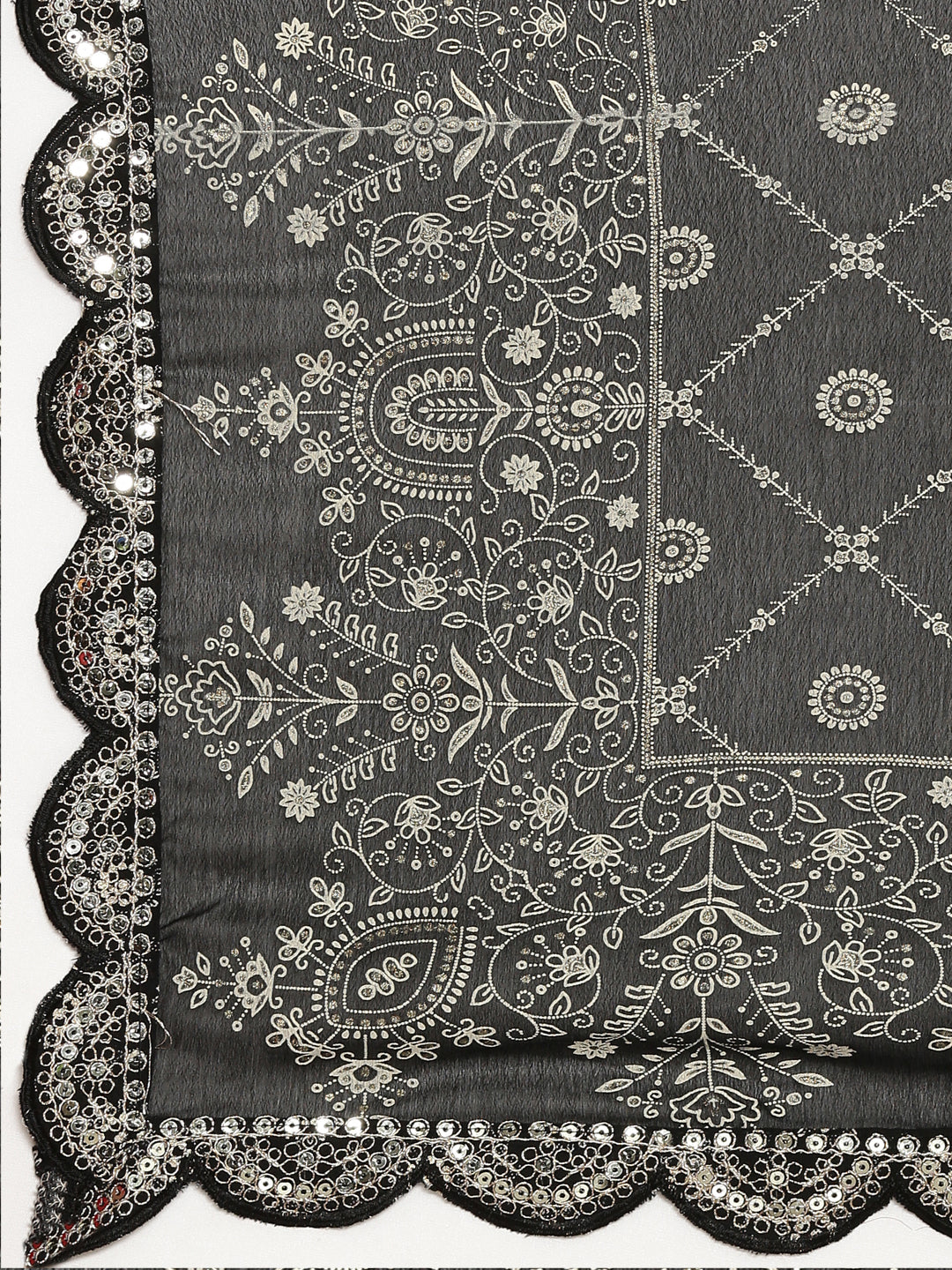 Neerus Black Regular Straight Printed Kurta And Sharara With Dupatta