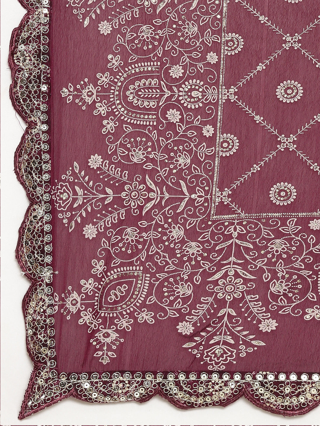 Neerus Purple printed straight kurta sharara set - detail view 4