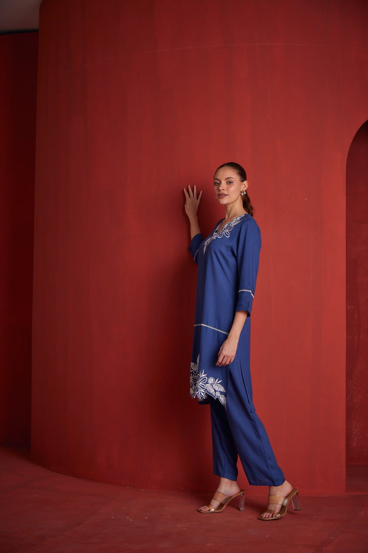 Neerus Womens Blue Kurta Set