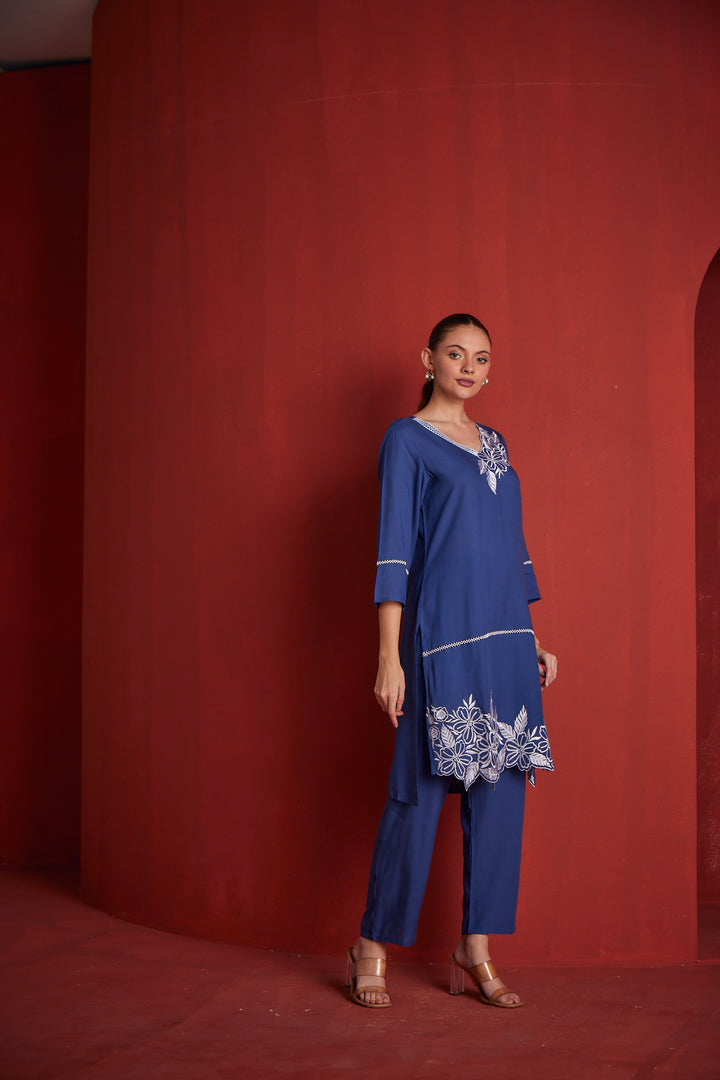 Neerus Womens Blue Kurta Set