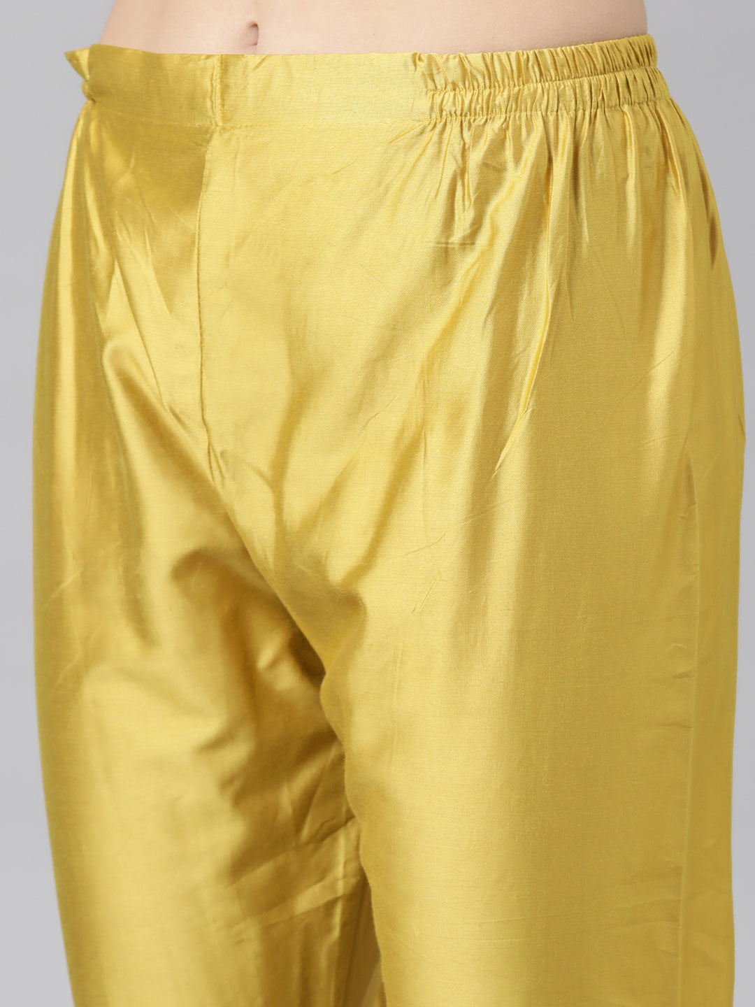Neerus Yellow solid straight suit set with dupatta - detail view 3