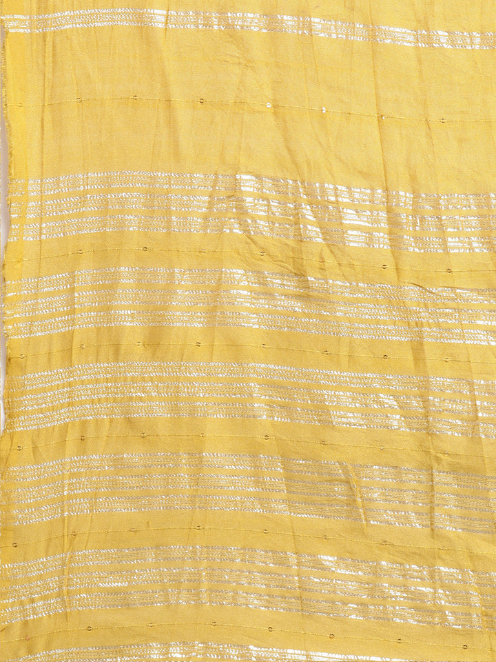 Neerus Yellow solid straight suit set with dupatta - detail view 4