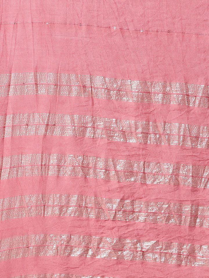 Neerus Pink Regular Straight Solid Kurta And Trousers With Dupatta