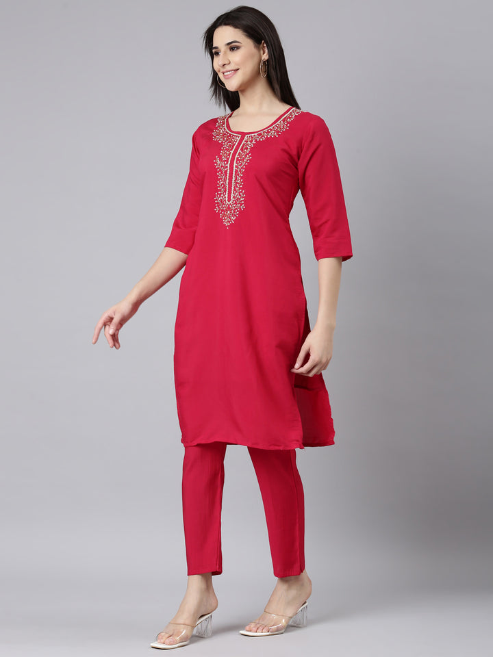 Neerus Pink shantoon solid suit set - back view