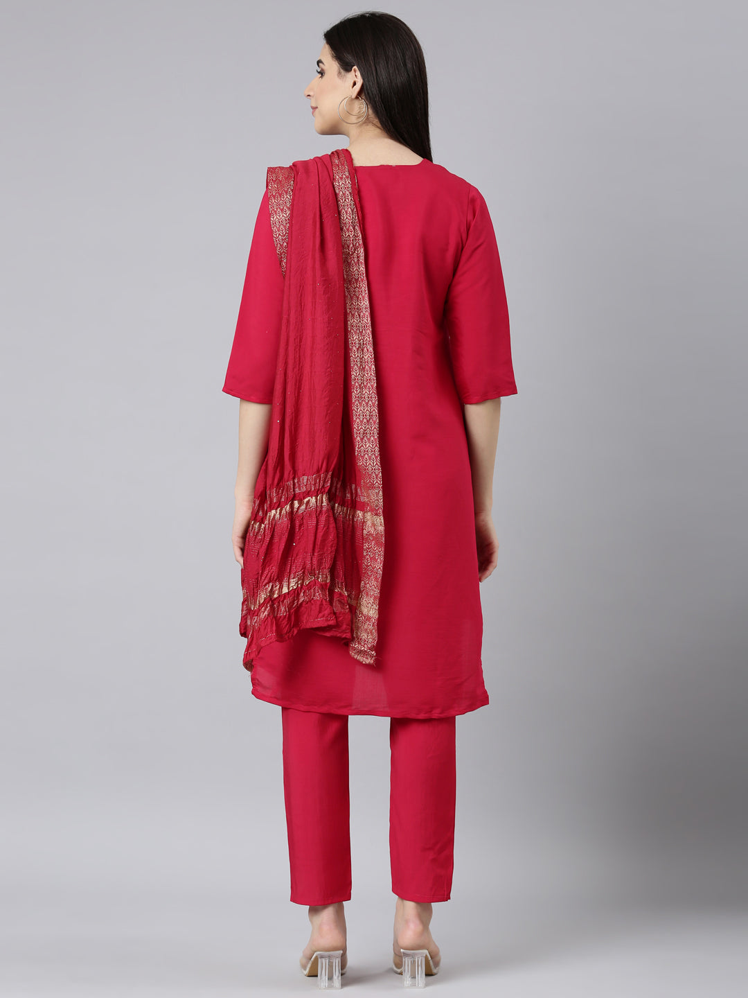 Neerus Pink shantoon solid suit set - side view