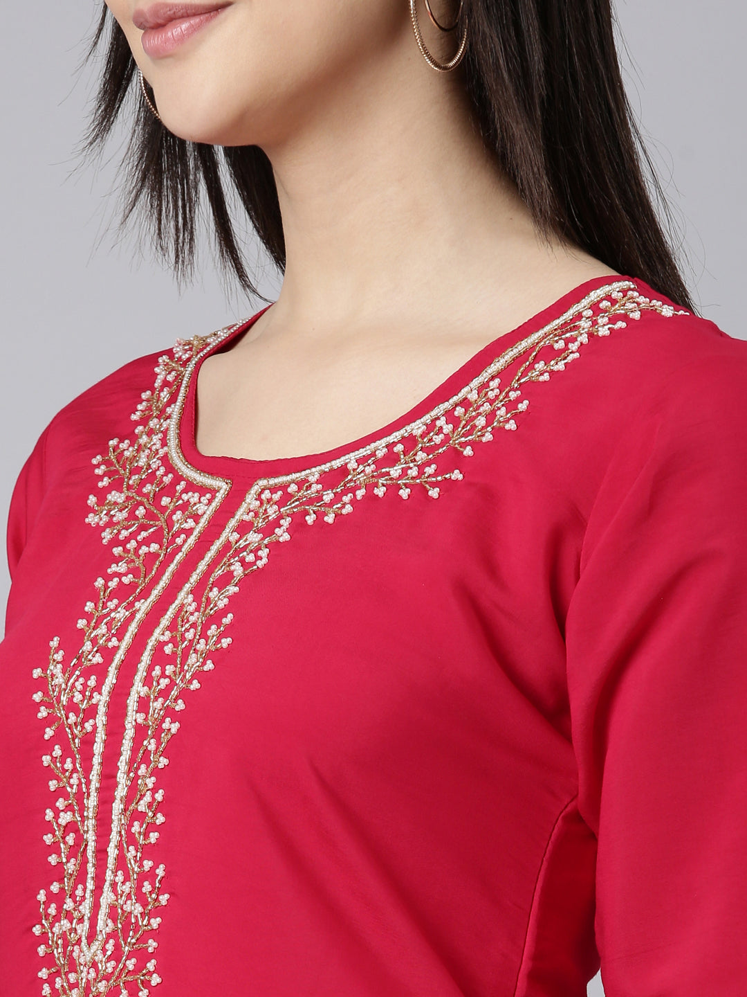 Neerus Pink shantoon solid suit set - detail view 1