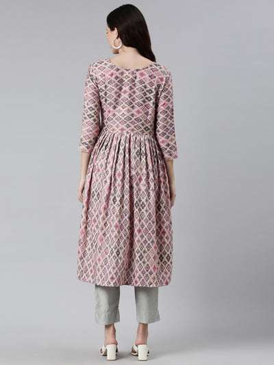 NEERUS PINK COLOR RAYON FABRIC PRINTED KURTA