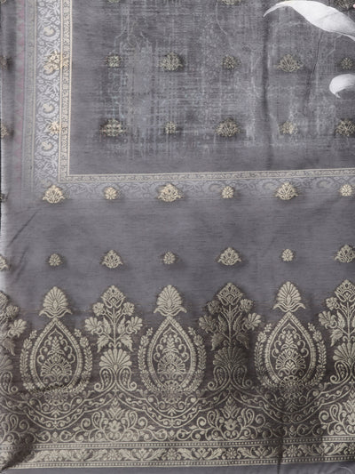 Neerus Black Regular Straight Floral Kurta And  Trousers With Dupatta