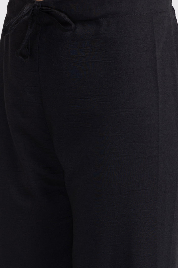 Neerus Black Color Rayon Fabric Readymade Suits